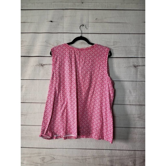 Jones New York Womens Tank Top‎ Pink Floral Sleeveless Notch Neck Stretch 3X - Picture 2 of 6